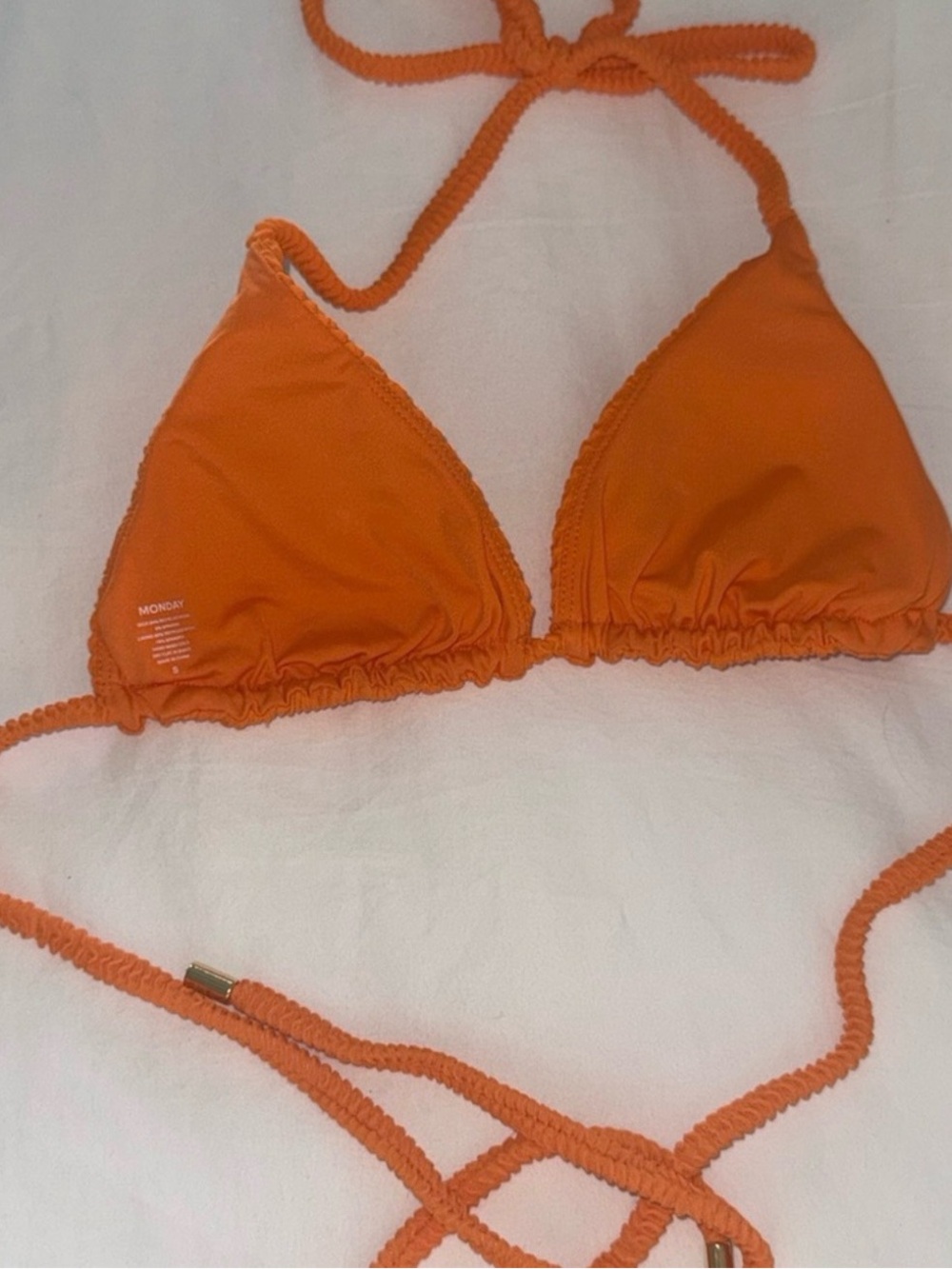 Monday Swimwear Orange Triangle Bikini Top - Tie Halter
